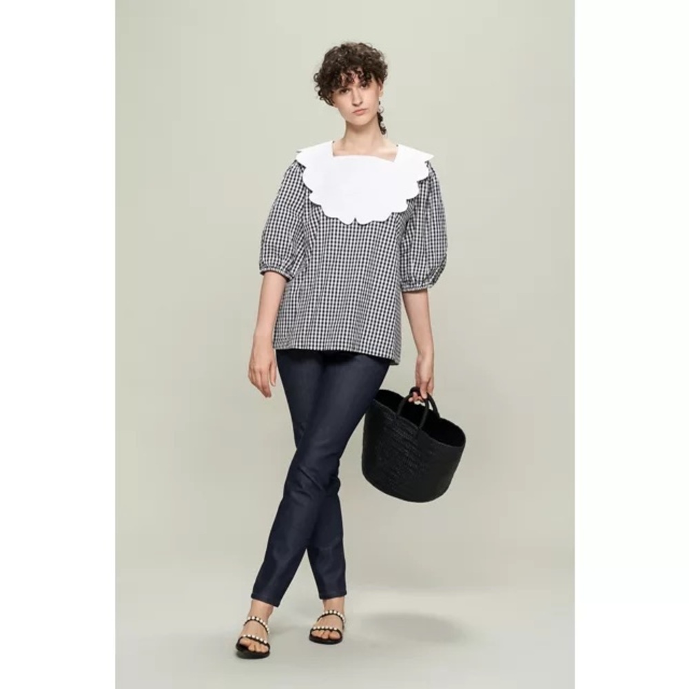 Batsheva Gingham Cotton Blouse - image 1